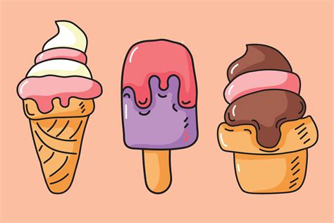 Cute Cartoon Ice Cream Vector Hand Draw Vector Art At Vecteezy