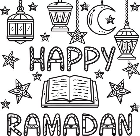 Happy Ramadan Coloring Page For Kids 14743626 Vector Art At Vecteezy