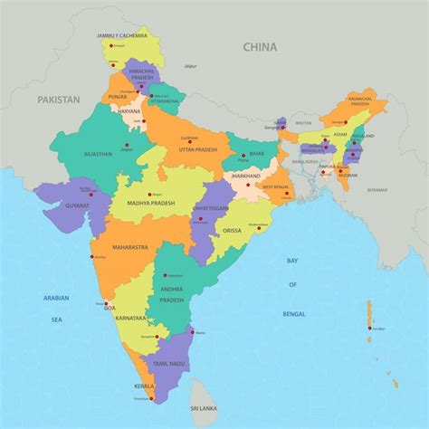 Mapa De India Vector Premium