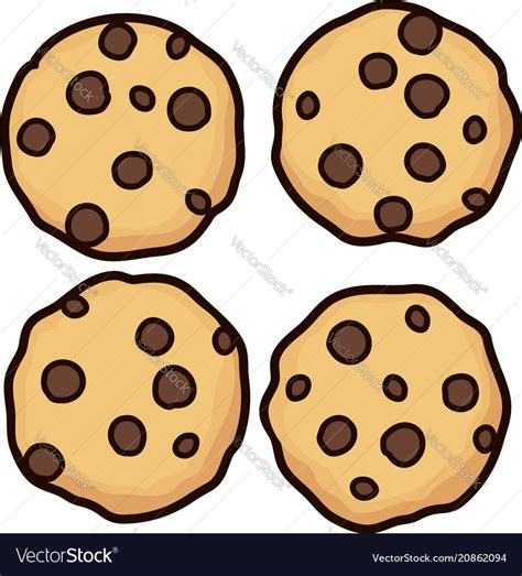 Set Of Chocolate Chip Whole Cookies Royalty Free Vector
