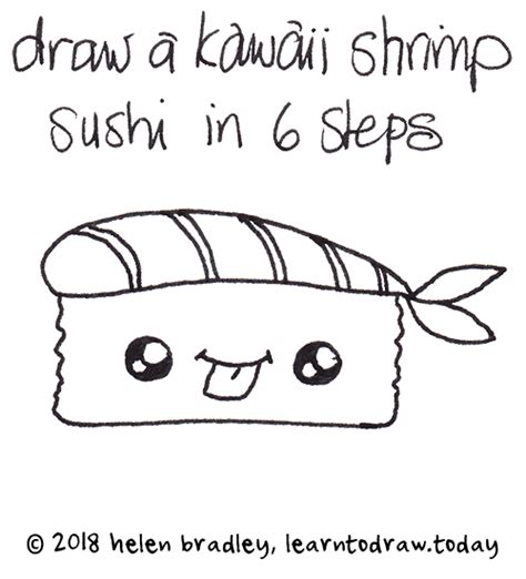how to draw kawaii shrimp sushi in six steps learn to draw