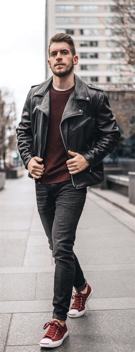 18 Street Style Biker Jacket Outfit Ideas For Men In 2019 Leather