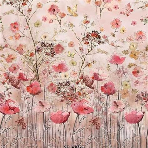 Pink Cherry Blossoms Floral Panel 24 X 43 Cotton Fabric By Timeless