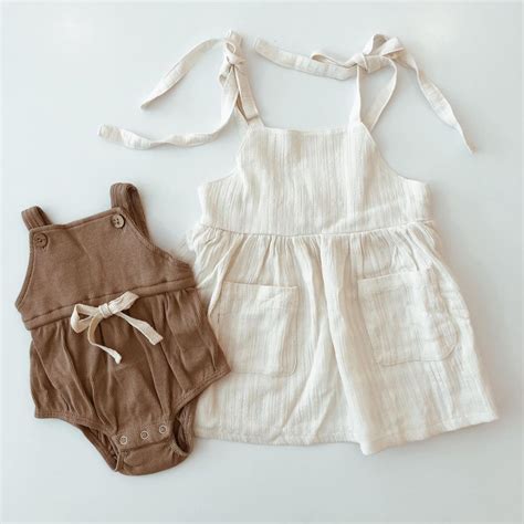 Beige Baby Rompers And White Baby Linen Dress With Images Boho Baby