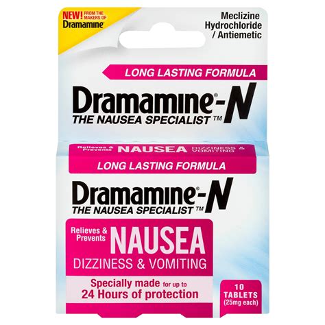Dramamine N Long Lasting Nausea Relief Tablets For Nausea Dizziness