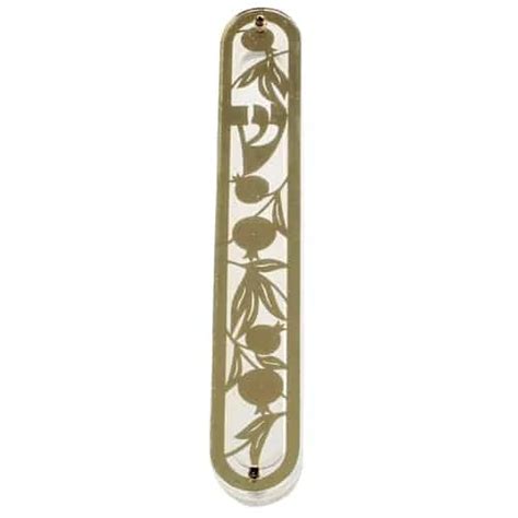 Mezuzah Case Acrylic Mezuzah 12cm With Gold Metal Pomegranate Plaque