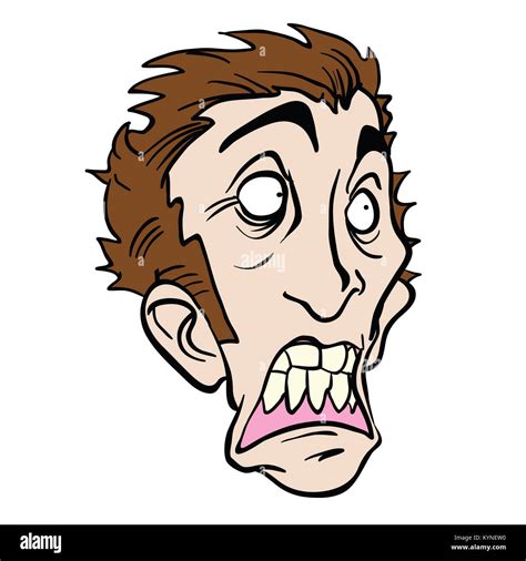 Scared Man Head Cartoon Illustration Isolated On White Stock Photo Alamy