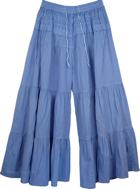 Culottes Split Skirt In Ship Cove Blue Split Skirts Pants