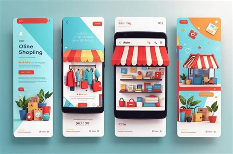 Premium Photo Online Shopping Banner Mobile App Templates Concept