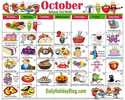 Oct Calendar 2016 Holiday Calendar Calendar Weird Holidays