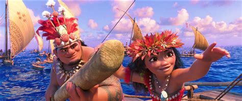 Moana Sailing With Her Father Chief Tui As Voyagers On The Ocean