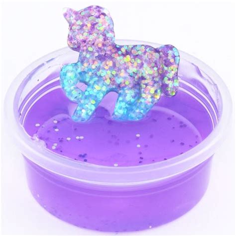 Purple Glitter Unicorn Slime With Case Kawaii Mud Clay Jelly Diy
