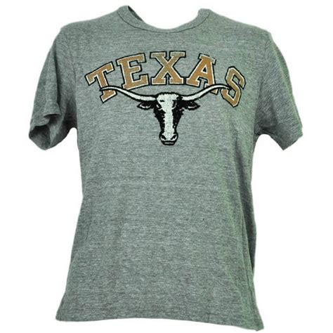 Tee Shirt University Ncaa Texas Longhorns Mens Adult Felt Logo Tshirt Tee Gray Short Sleeve