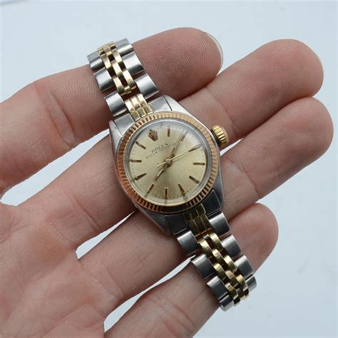 vintage rolex ref 6618 two tone women 14k gold and stainless serviced running read pretty