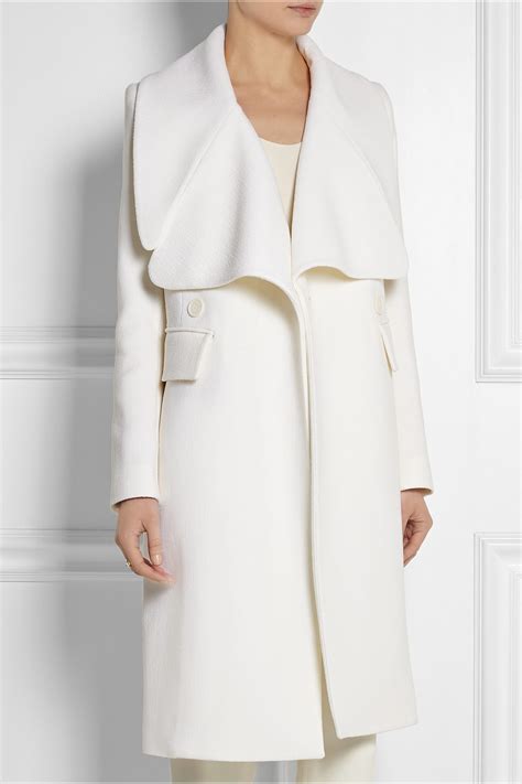 Chlo Double Breasted Wool Blend Crepe Coat In White Lyst
