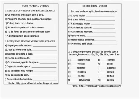 Atividades Verbos 5o Ano Gabarito EDUCA