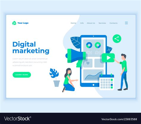 Landing Page Template Digital Marketing Concept Vector Image