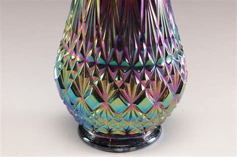 Fenton Old Virginia Glass Carnival Glass Vase With Northwood Cruets