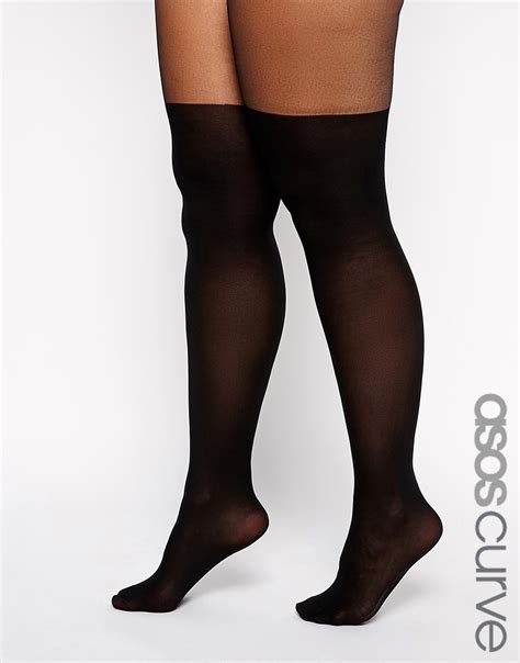 Asos Curve Asos Curve Mock Over The Knee Tights With Support At Asos