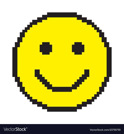 Smile Icon Happy Face Symbol Pixel Art Royalty Free Vector