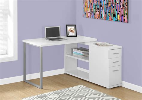 White L Shaped Corner Computer Desk With Storage