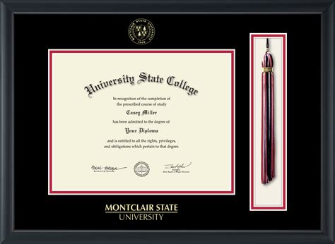Montclair State University Tassel Diploma Frame Document Size 11 X 8