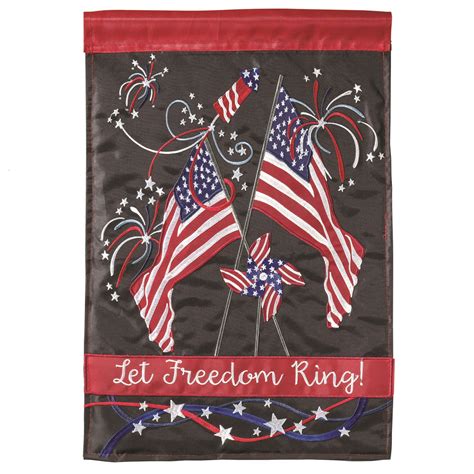 Red White And Blue American Flag And Fireworks Let Freedom Ring Garden Flag X