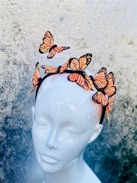 Orange Monarch Headdress Butterfly Tea Party Fascinator Etsy