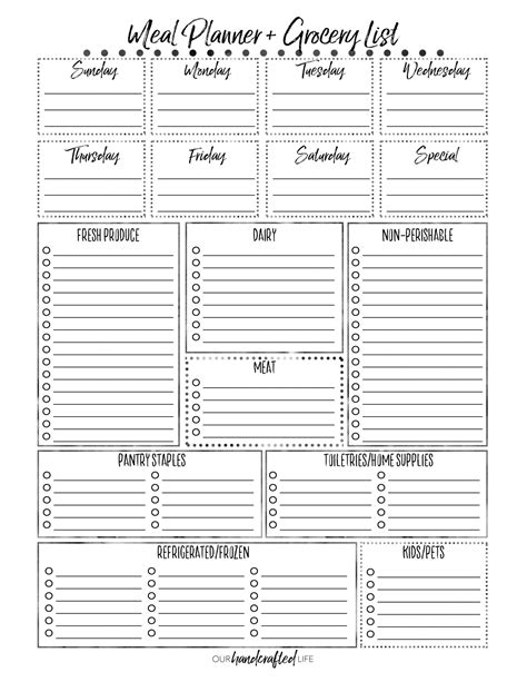016 Template Ideas Free Printable Meal Plan Planner Menu For Blank Meal