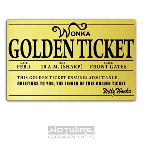 Printed Plastic Card Willy Wonka Golden Ticket Personalised World Book