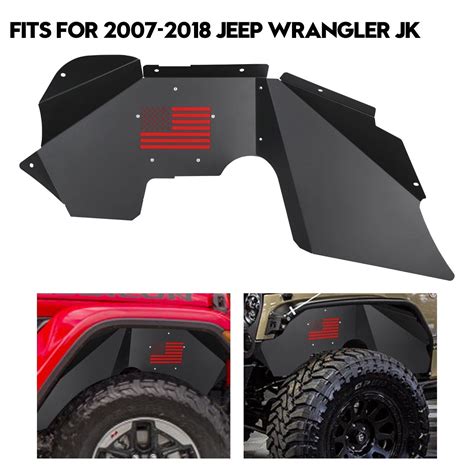 Black Front And Rear Inner Fender Liners Kits For 07 18 Jeep Wrangler