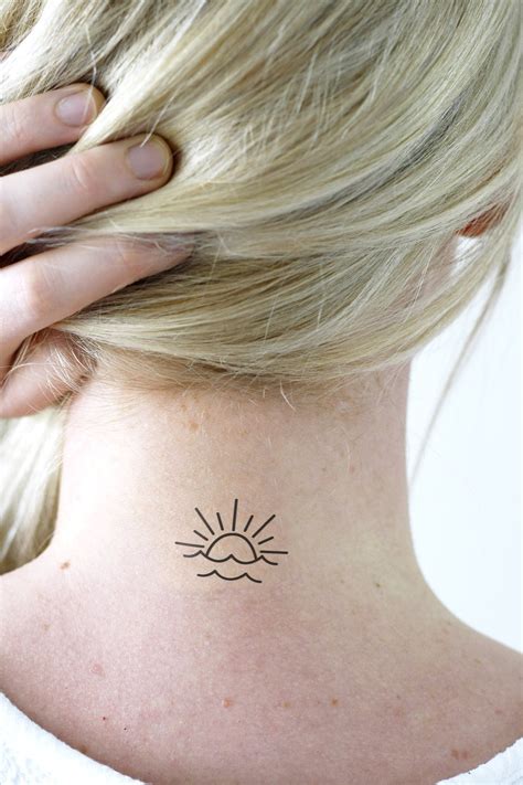 Sunset Temporary Tattoo Sea Sunset Tattoo Sunset And Waves Etsy Uk