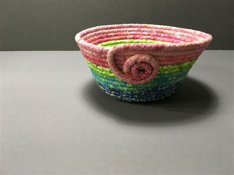Round Cotton Fabric Coil Cord Bowl Yellow Blue Home And Living Baskets