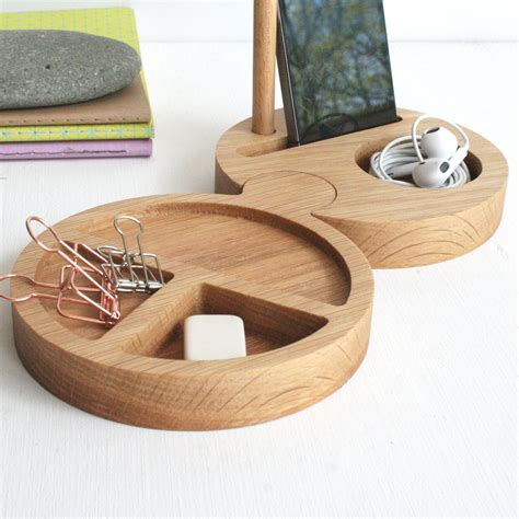Oak Wooden Round Modular Desk Tidy And Phone Stand Etsy Uk