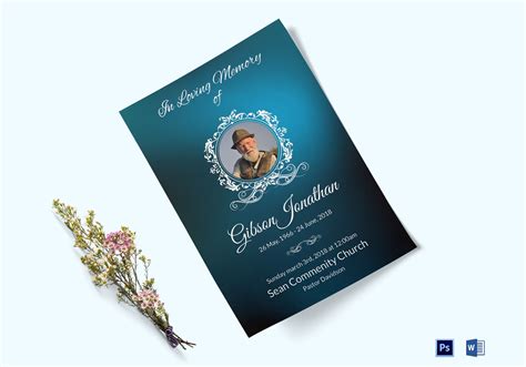 Funeral Program Bulletin Template In Adobe Photoshop Microsoft Word