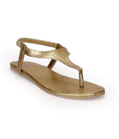 Tic Tac Toe Gold Flat Slip On And Sandal Price In India Buy Tic Tac Toe