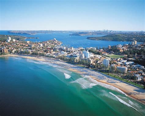 Manly Beach With Sydney Harbour And The City Behind