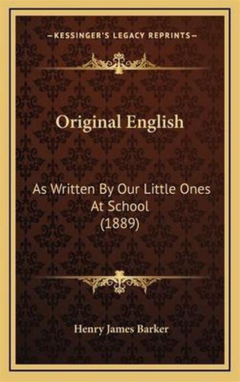 Original English Henry James Barker 9781164974895 Boeken