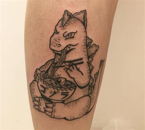 Godzilla And Noodles Nerd Tattoo Ink Tattoo Sleeve Tattoos Baby