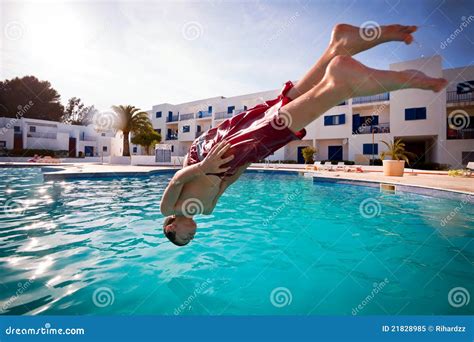 Boy Diving In Swimming Pool Stock Image Image Of Pool Water 21828985