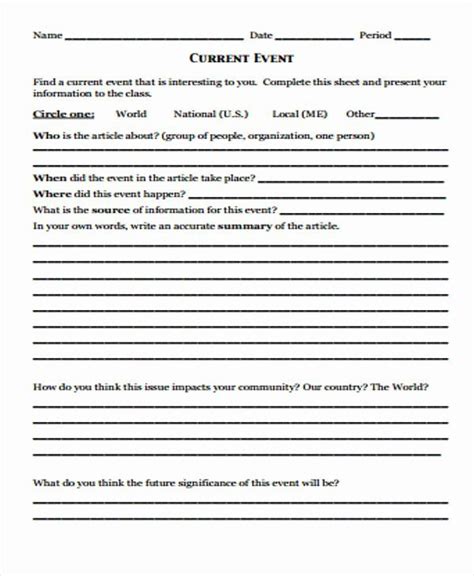 Current Events Worksheet Answers