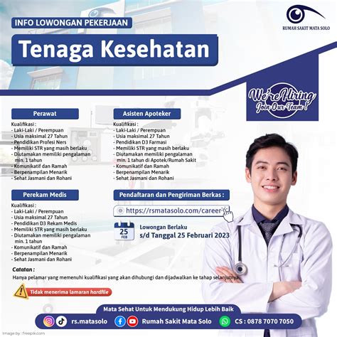 Lowongan Kerja Perawat, Asisten Apoteker dan Perekam Medis RS Mata Solo
