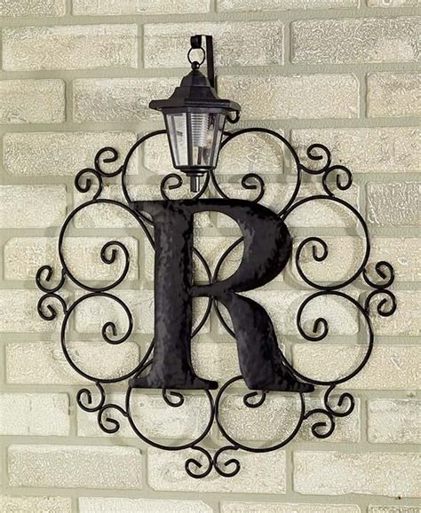 Wooden wall lamp home art decor for bedroom model wv1422 natural walnut wood. Metal Monogram Solar Light Wall Art Hanging Decor Scrollwork Frame 12 Letters | eBay | Outdoor ...