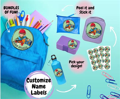 Back To School Name Labels Customise Face Name Labels Stickers
