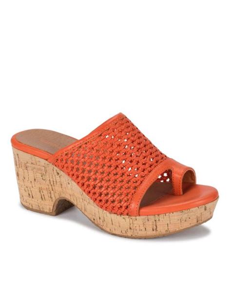Baretraps Synthetic Bethie Wedge Slide Sandals In Orange Lyst