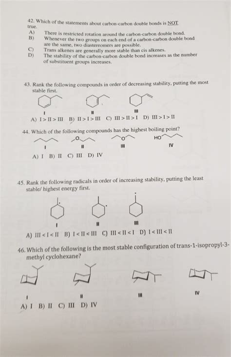 Solved: 42. Which Of The Statements About Carbon-carbon Do ...