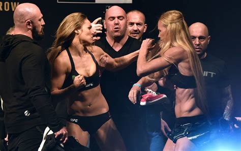 Ronda Rousey Clashes With Holly Holm During Weigh In Ahead Of Ufc World