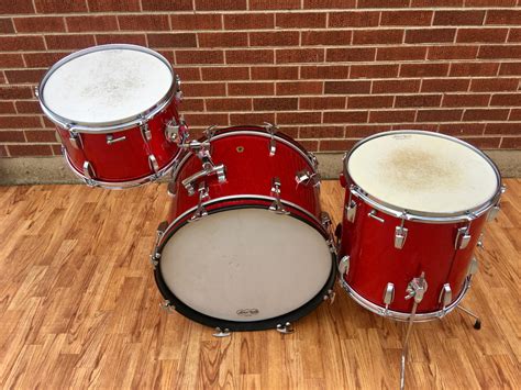 1965 Ludwig Down Beat Drum Set Red Sparkle 201214 Drugans Drums