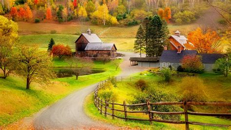 Beautiful Autumn Farm Scenery Wallpaper Backiee