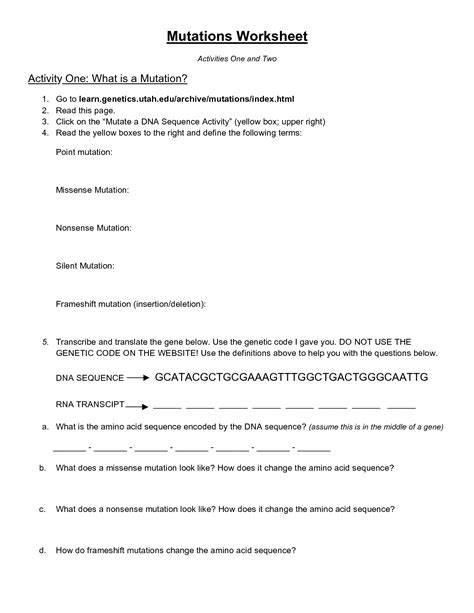 Because of the lethal potential of dna mutations cells have evolved mechanisms for repairing damaged dna. 10 Best Images of Cobb DNA Mutations Practice Worksheet Answers Learning - Mutations Worksheet ...